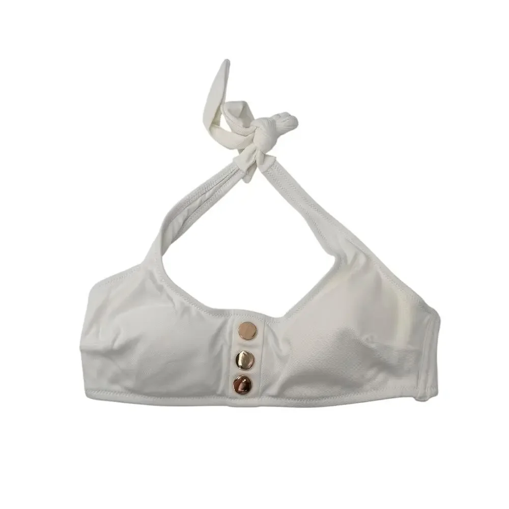 REISS Iris Bathing Suit Top Size 8 NEW Bikini Swim Swimwear White $90